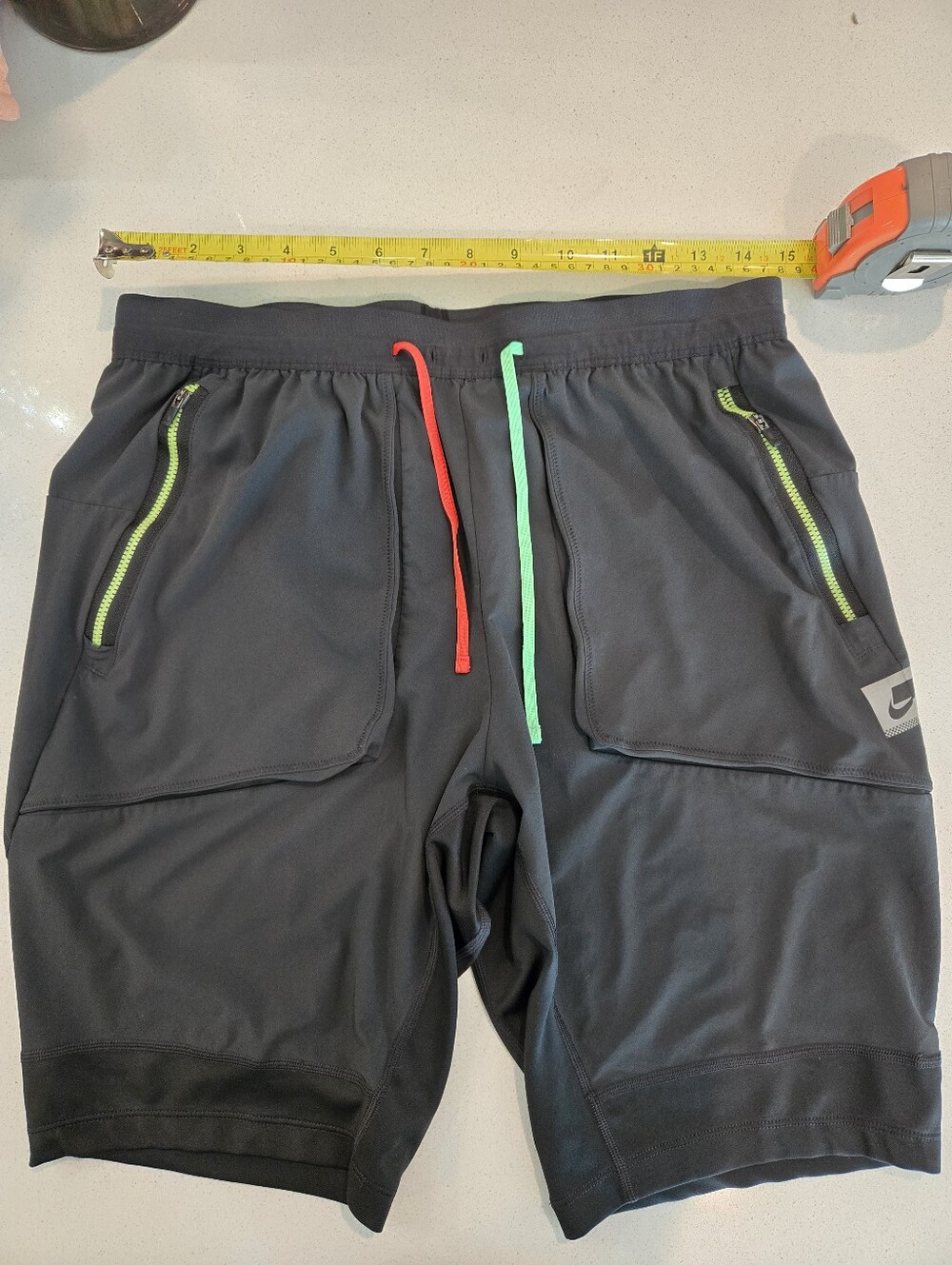 Nike Dry Fit Athletic Shorts with Neon Green and Red Details